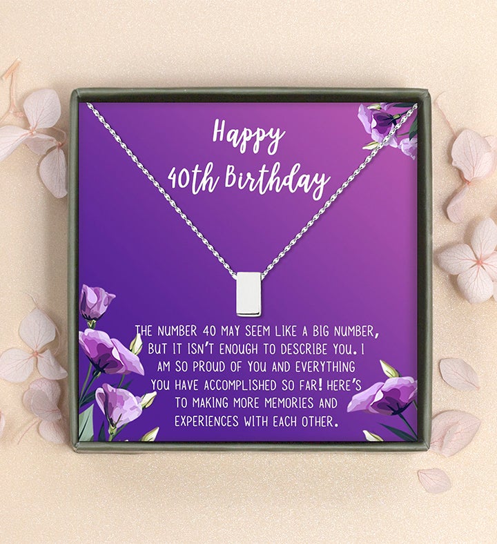 Happy 40th Birthday Cube Necklace Card Pedant Gift